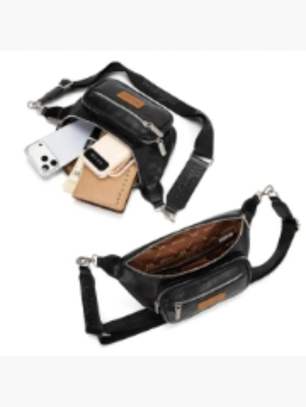 Wrangler Faux Leather Fanny Pack Crossbody Belt Bag Multi Zippered Pockets
